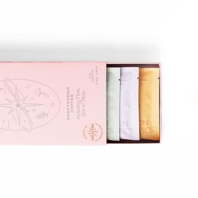 London Nootropics selection box of Flow, Zen and Mojo adaptogenic coffee sachets
